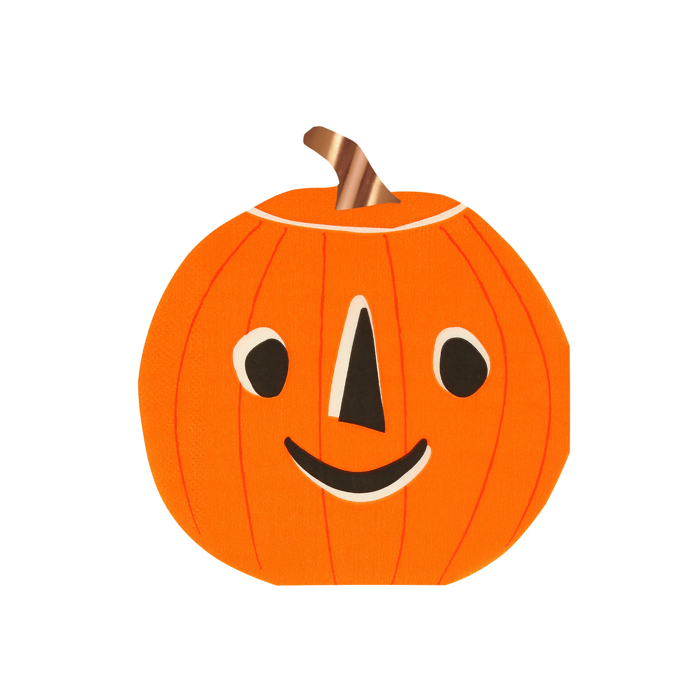 Cartoon pumpkin with a face on a white background