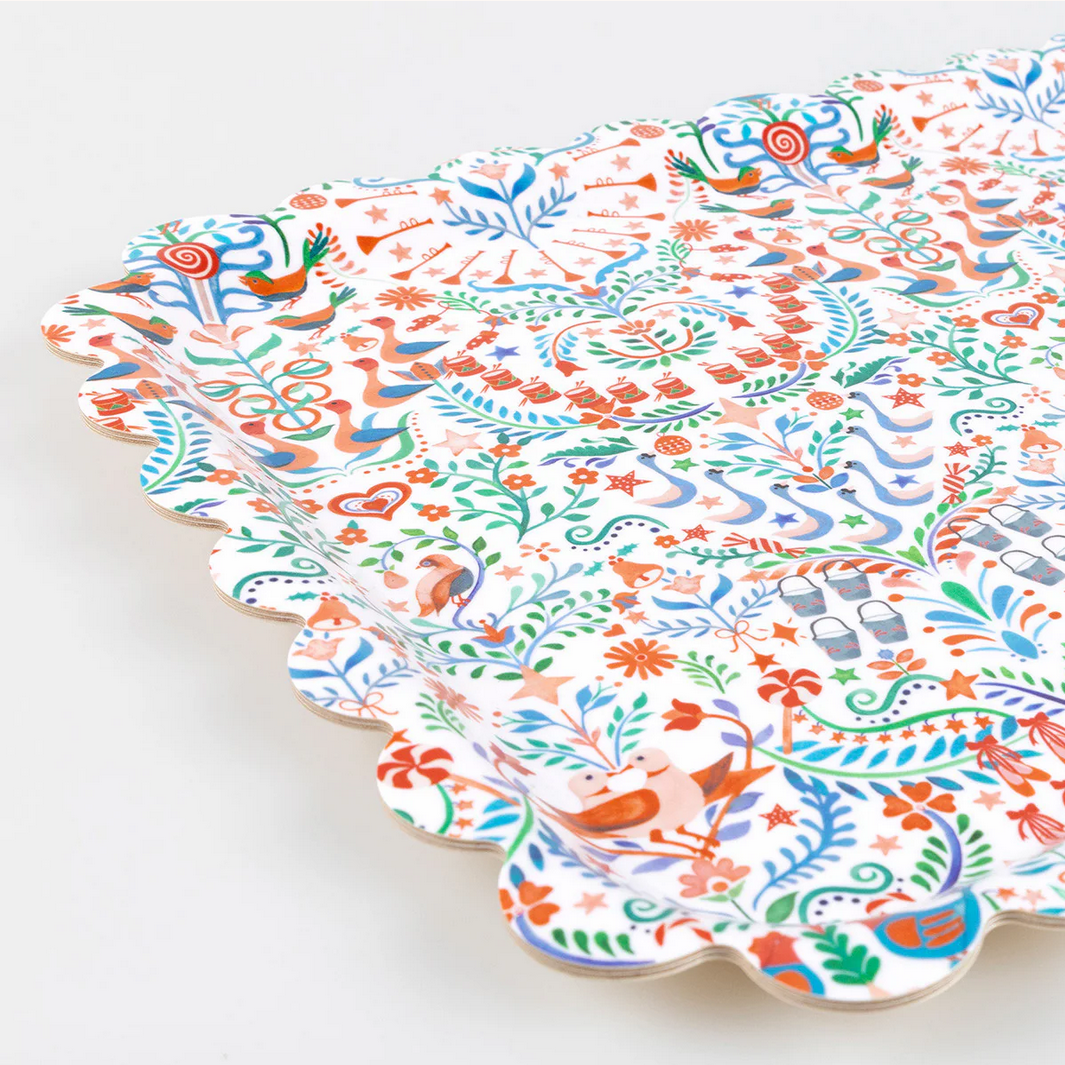  colorful patterned TRAY on a white background