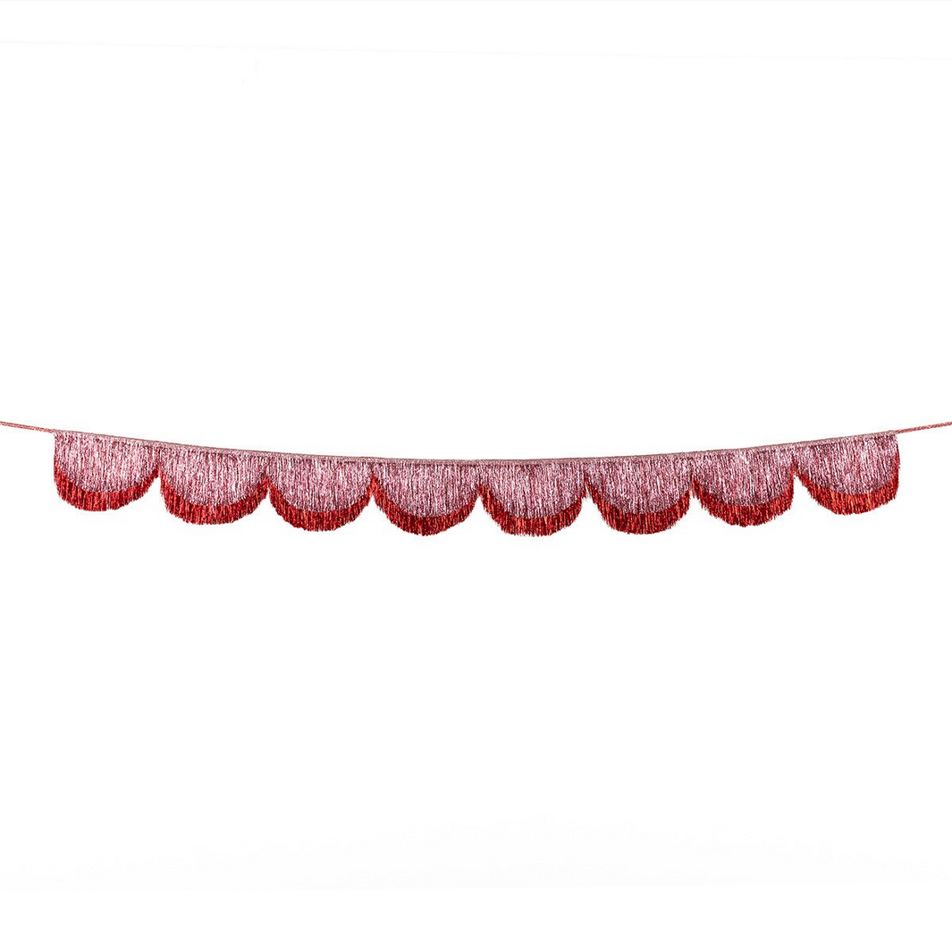 Red decorative bunting on a white background