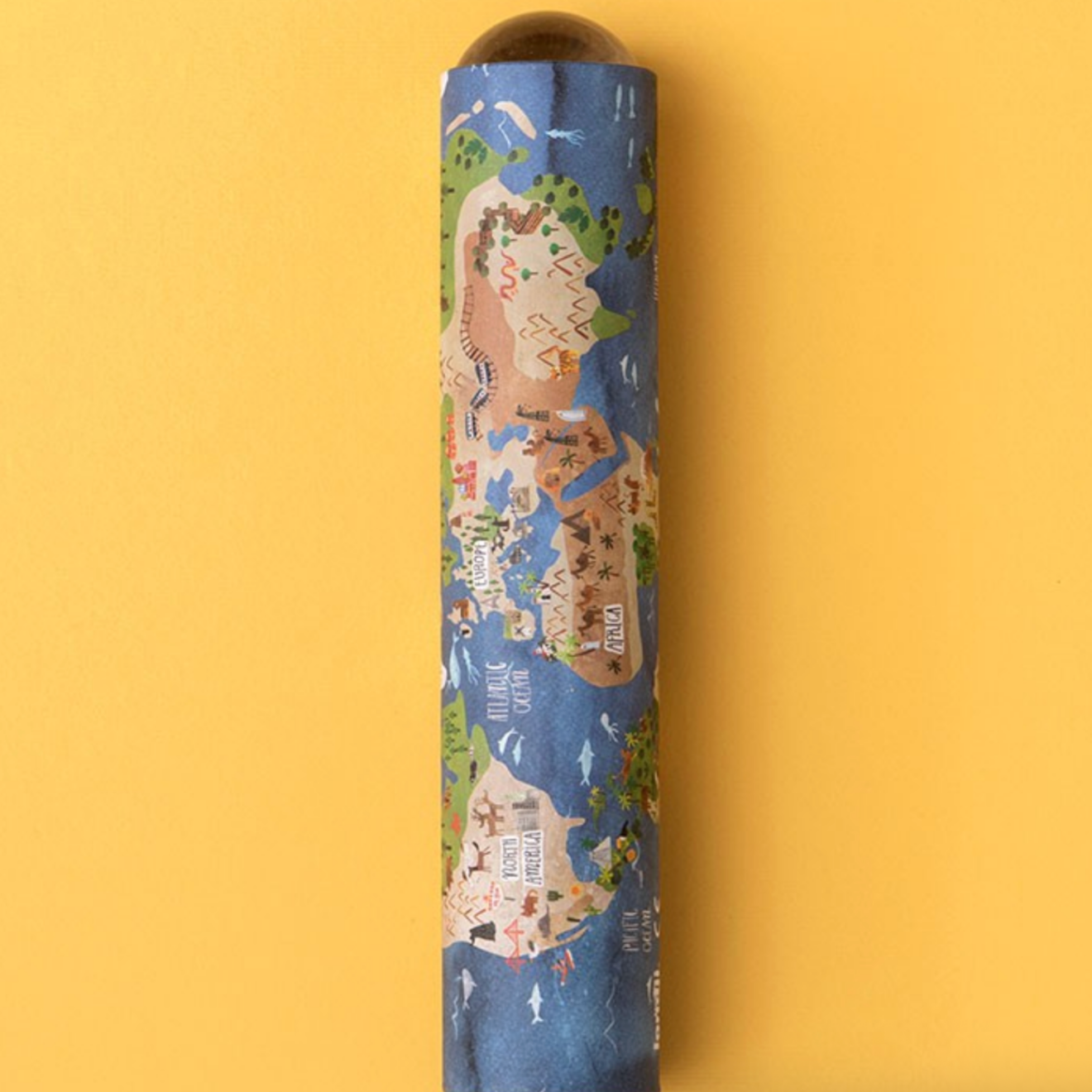 kaleidoscope with a colorful design on a yellow background