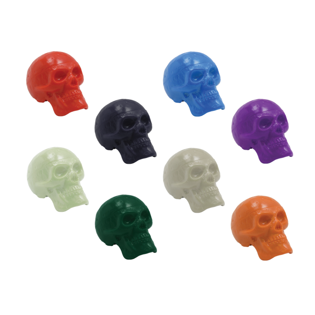 Colorful skull-shaped percussion beads 