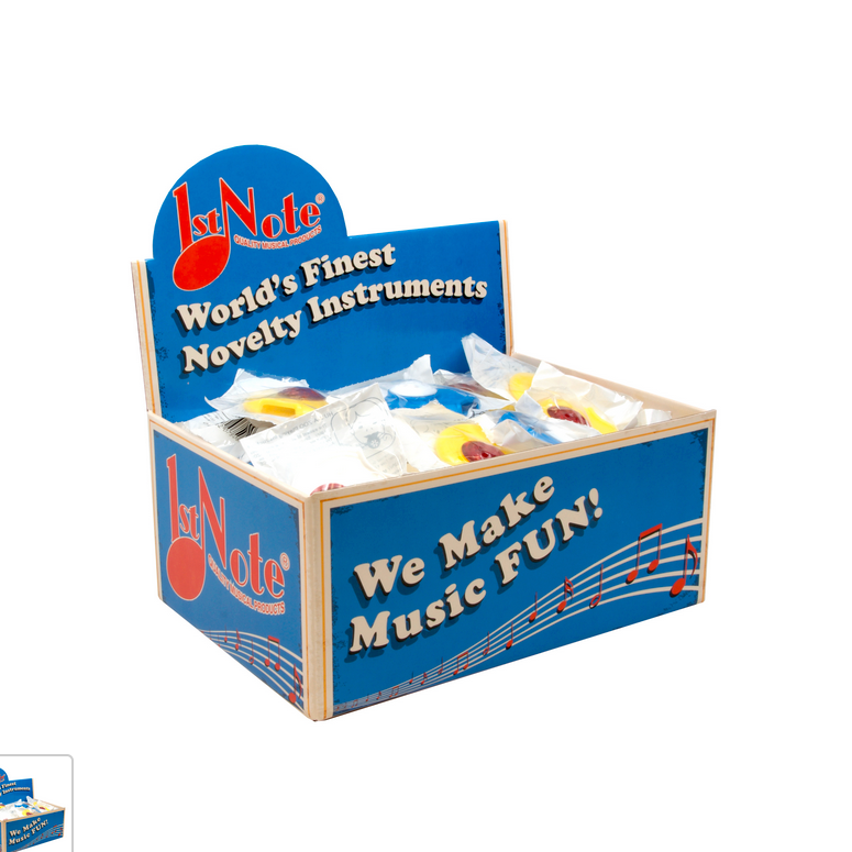 Box of novelty instruments with 'Joy Note' branding on a product listing page.
