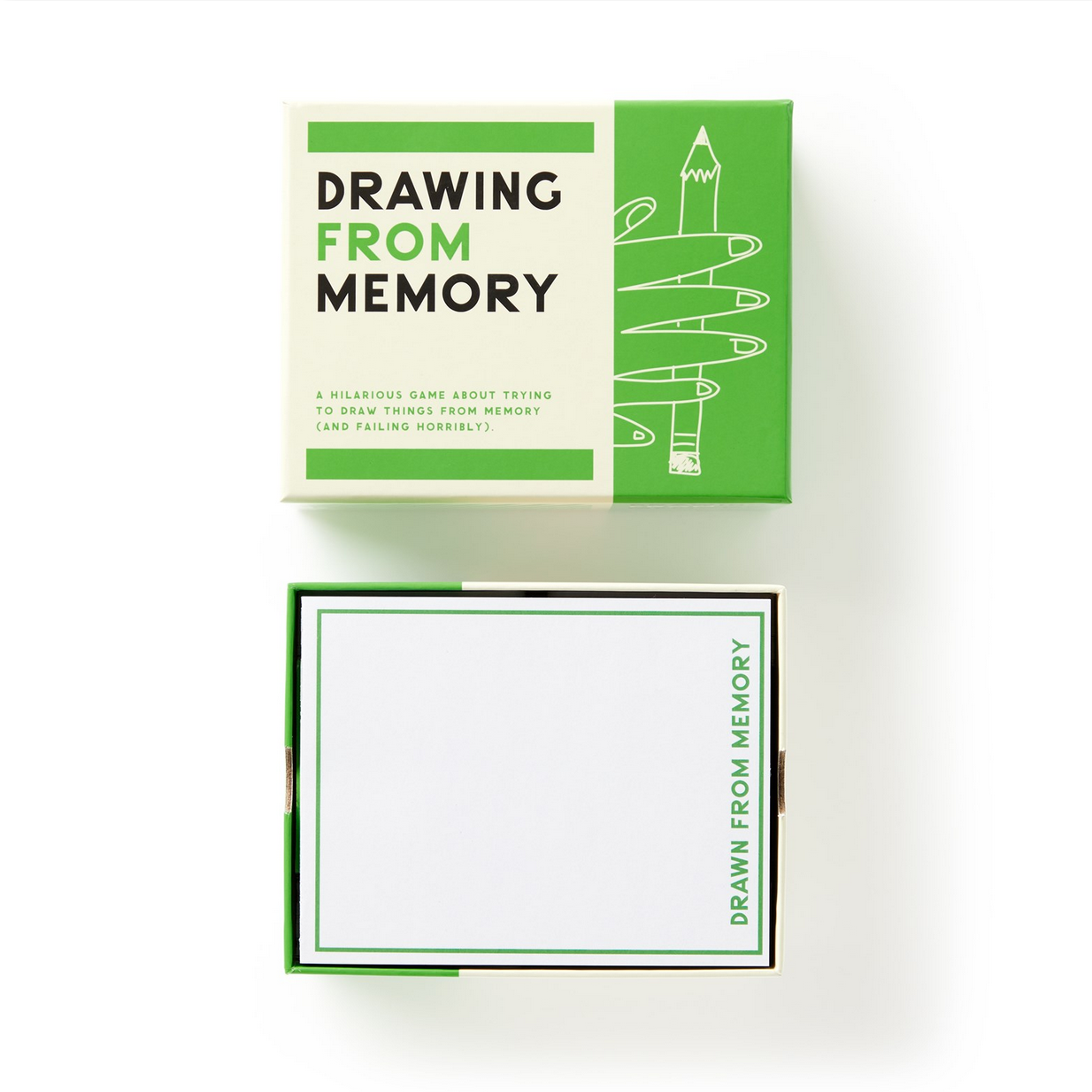 Board game box for 'Drawing from Memory' on a white background