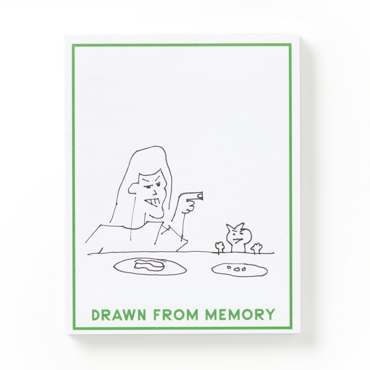 Illustration of a person and a cat with text 'Drawn from Memory' on a white background