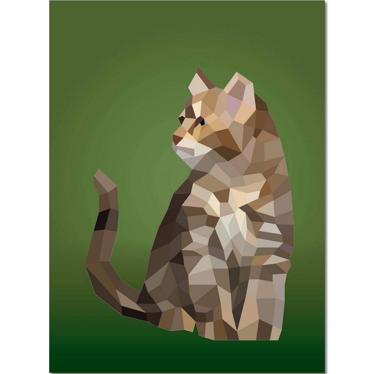 Geometric cat illustration on a green background