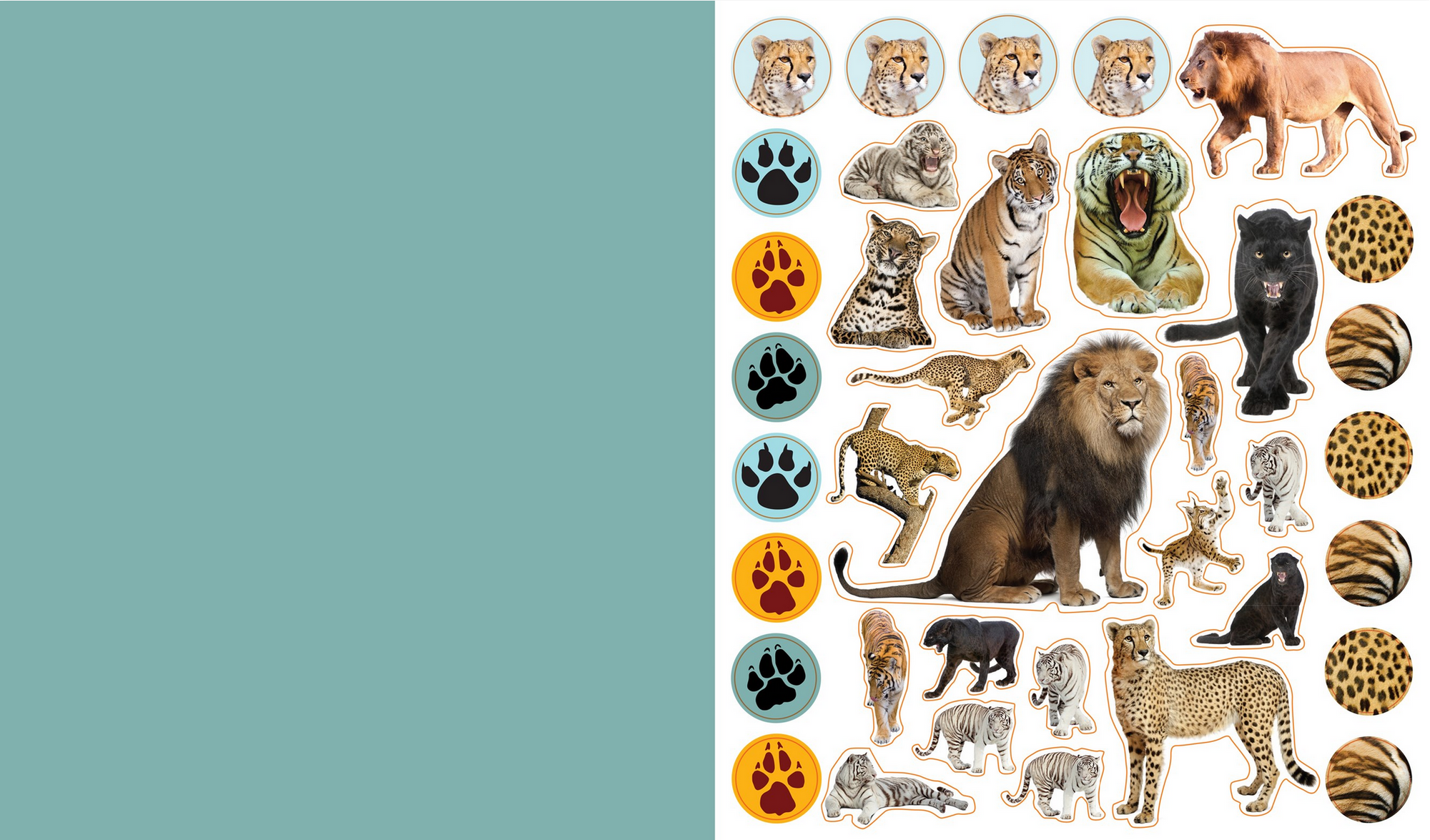 Collection of animal stickers on a blue background