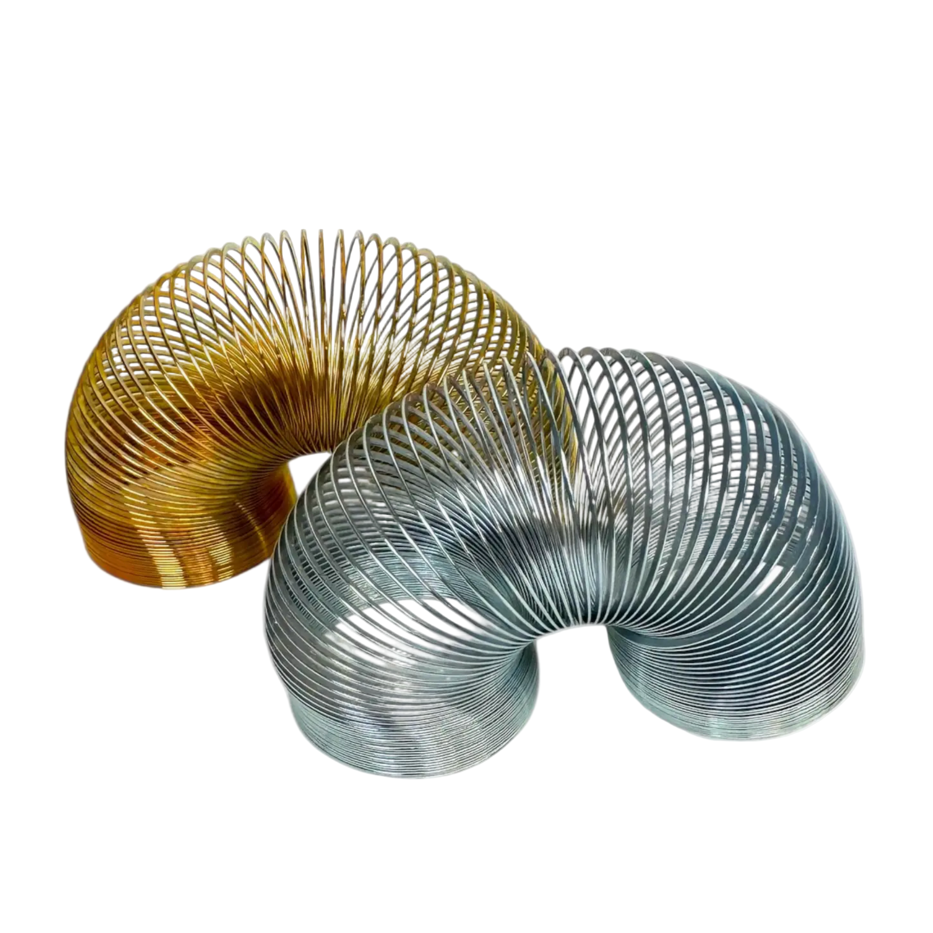 Two metal sculptures on a white background 