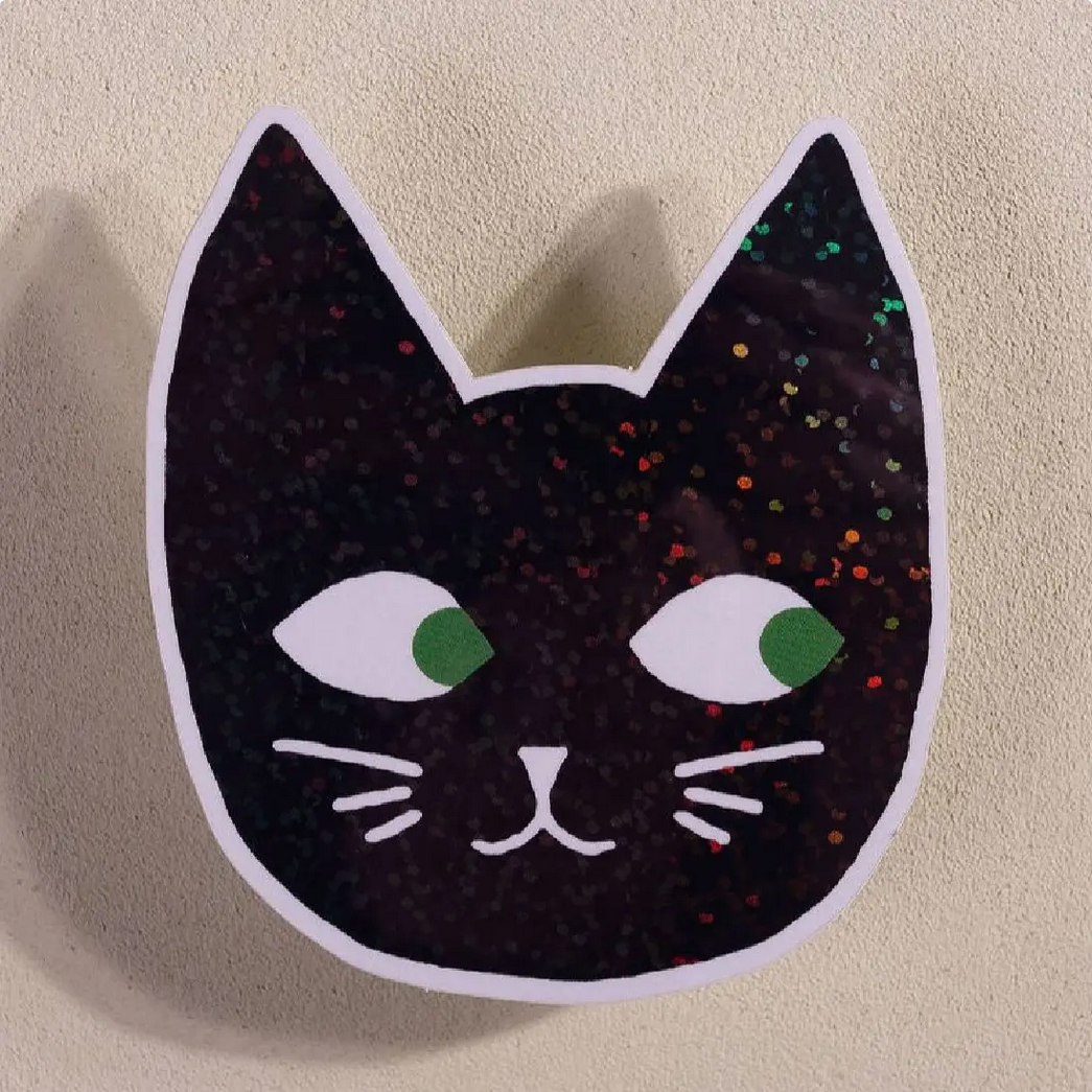 Glitter Cat Head Sticker