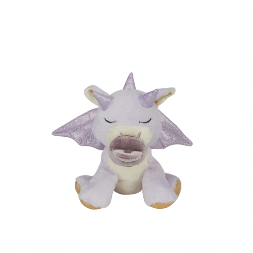 Plush toy with lavender accents on a white background