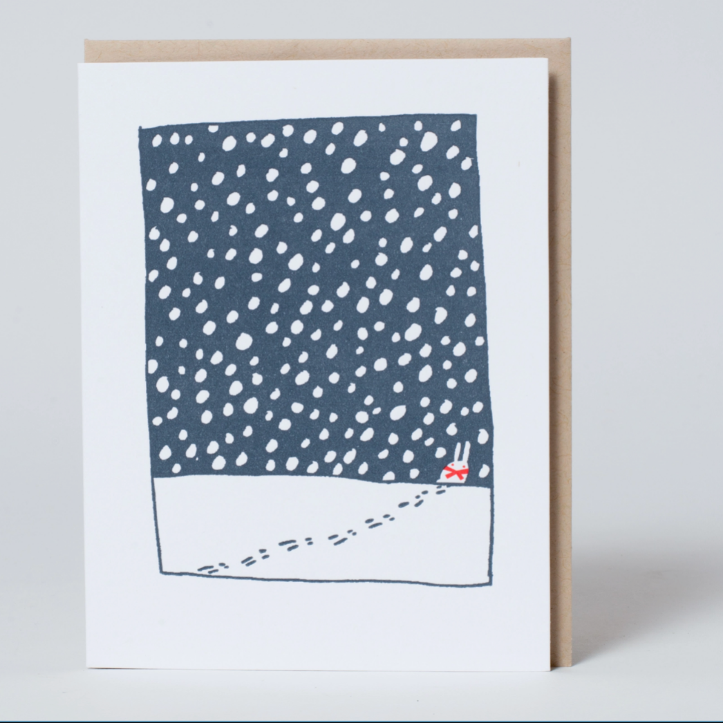 Card with blue patterned design on a white background