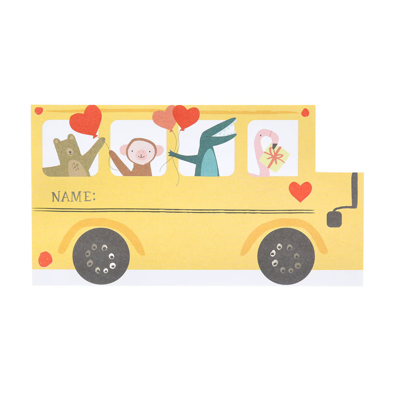 School Bus Valentine's Cards & Bracelets Set (x 12)