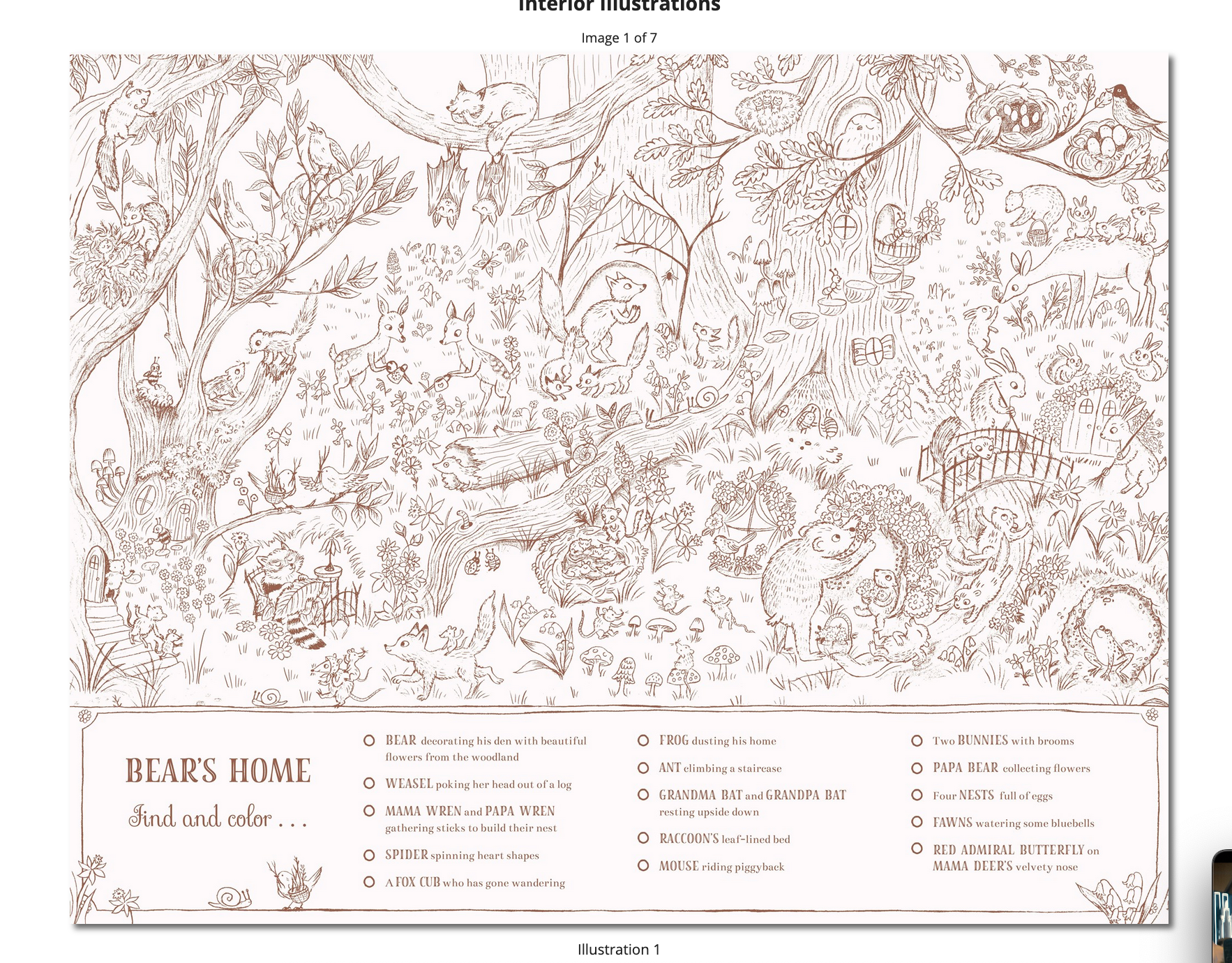 Brown Bear Wood: A Search-and-Find Coloring Book: Over 100 Things to find