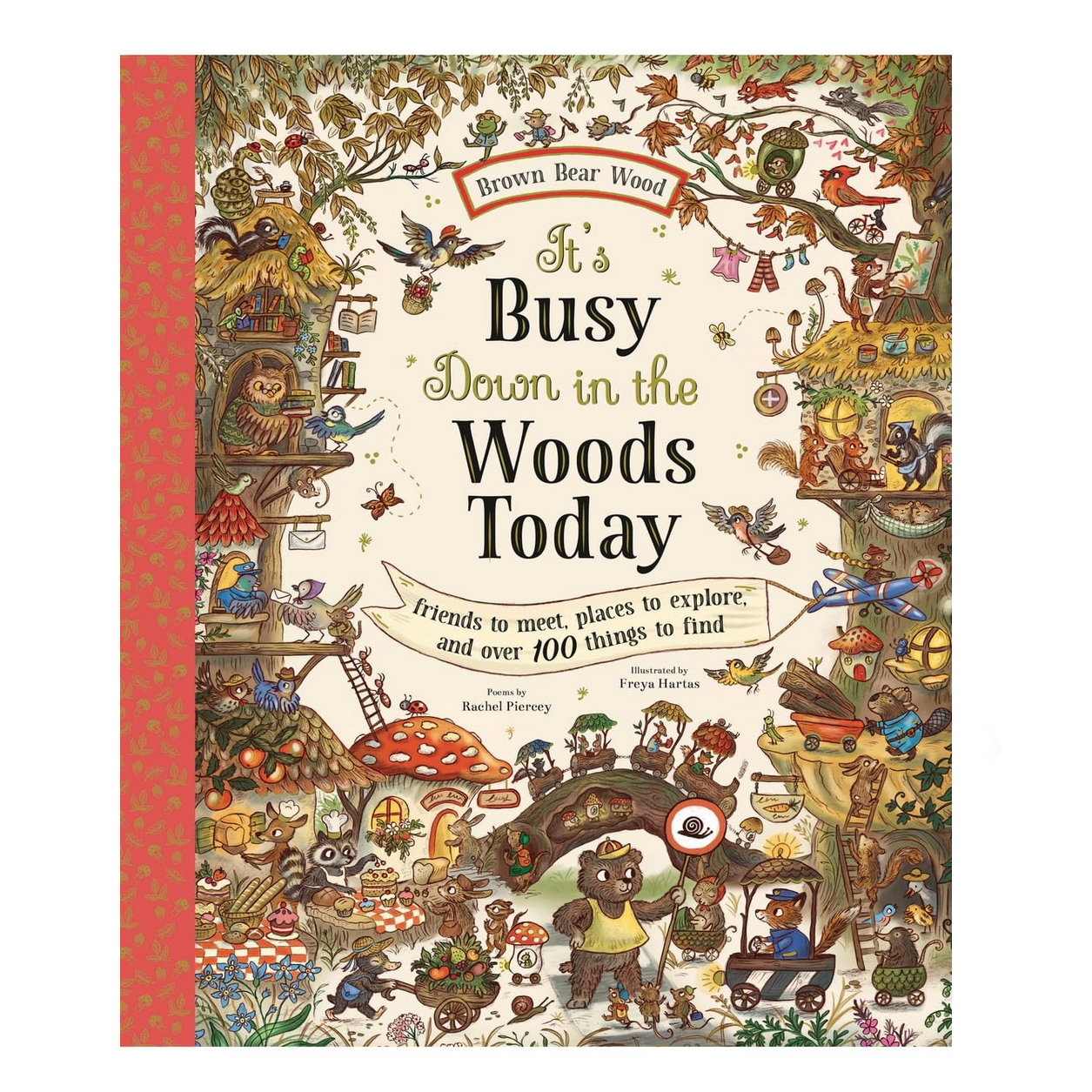 Book titled 'It's Busy Down in the Woods Today' with colorful illustrations on a white background.