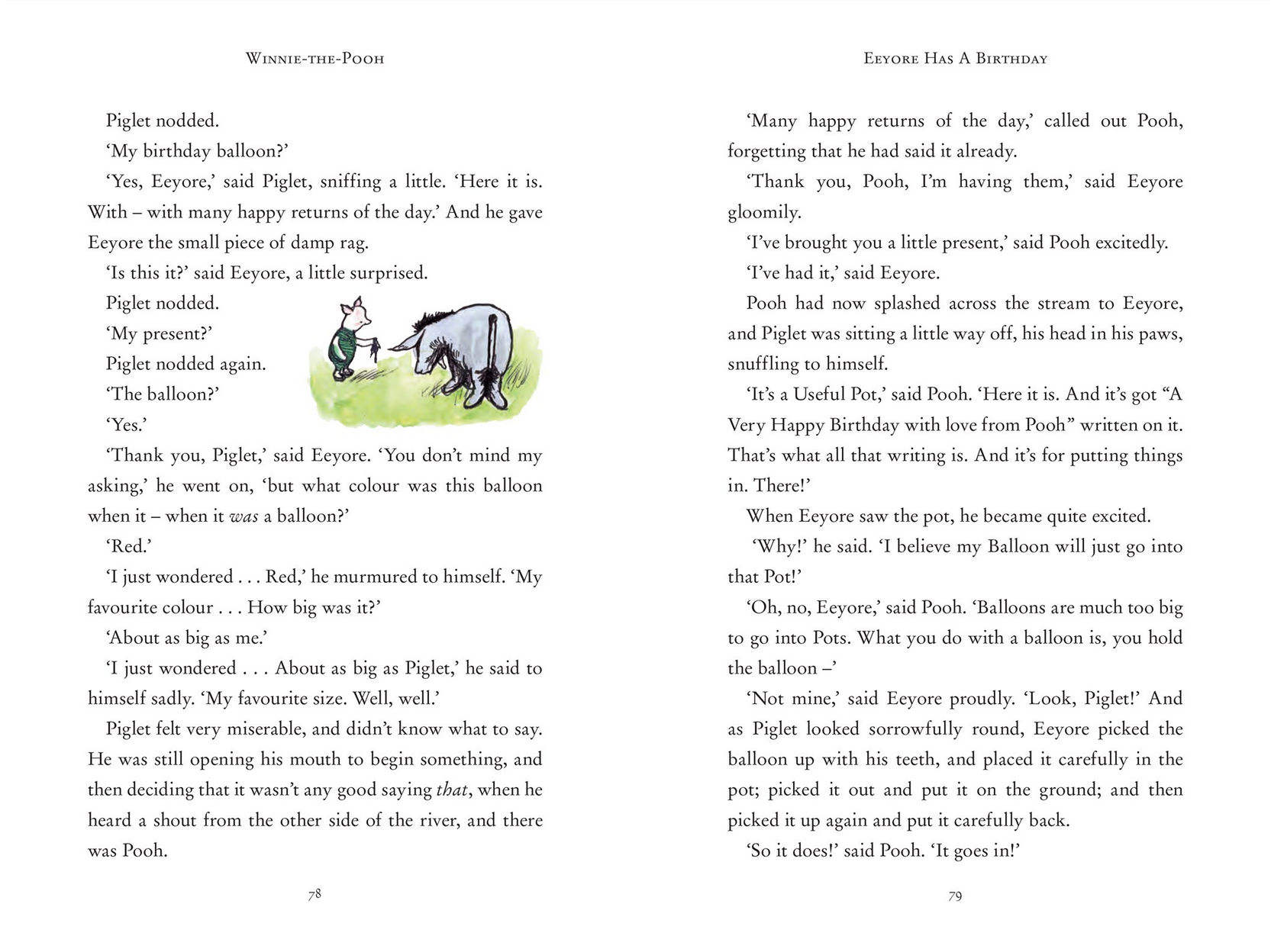 Page from a book with illustrations and text, featuring characters from 'Winnie the Pooh'.