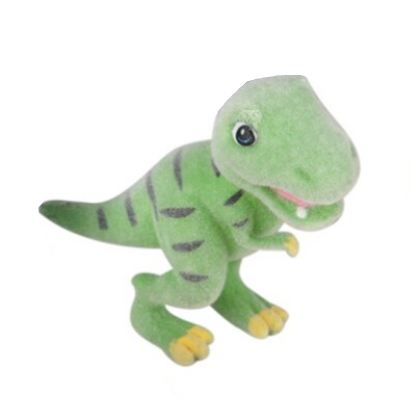 Set of colorful dinosaur plush toys on a white background