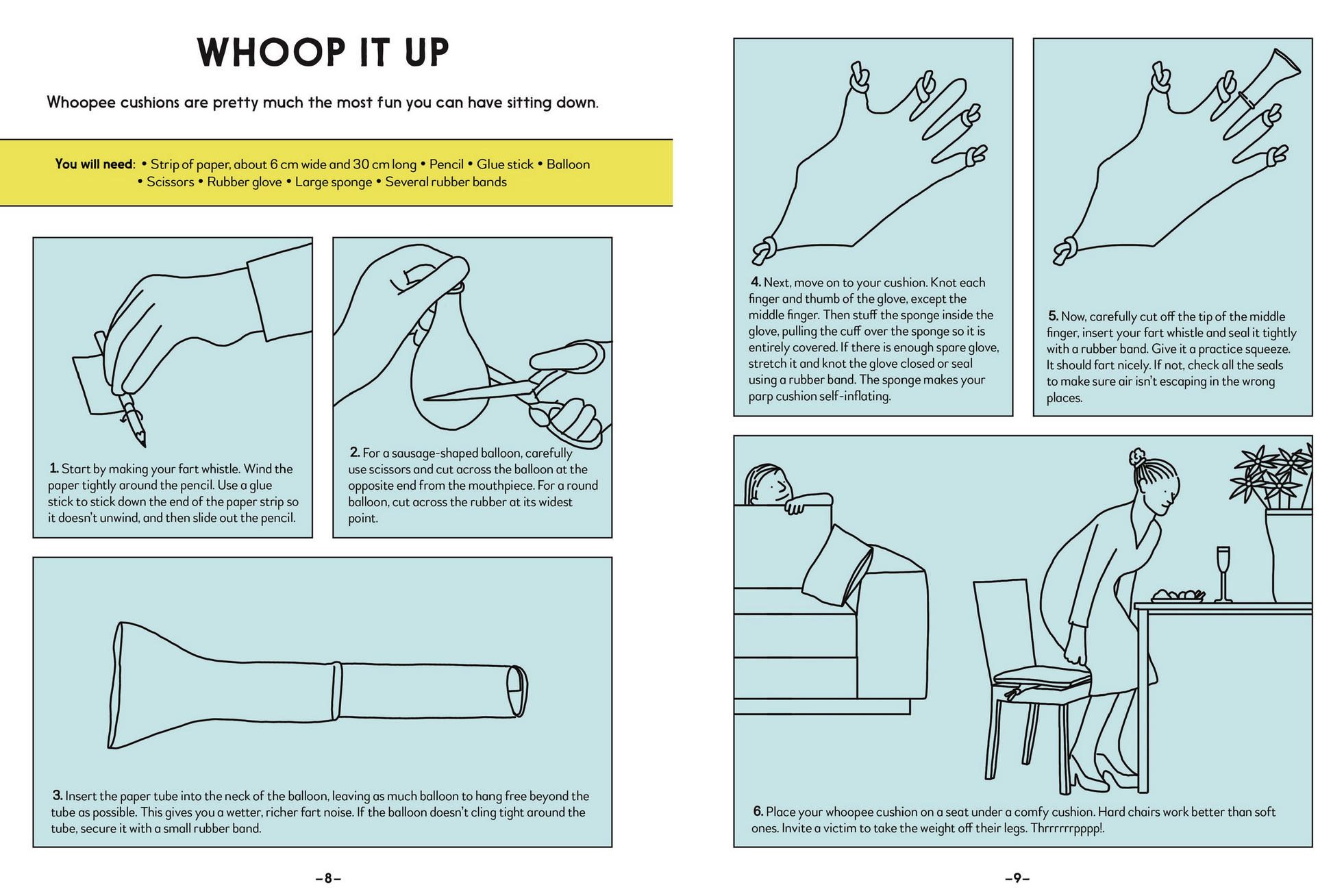 Instructions for making a balloon animal with illustrations and text.
