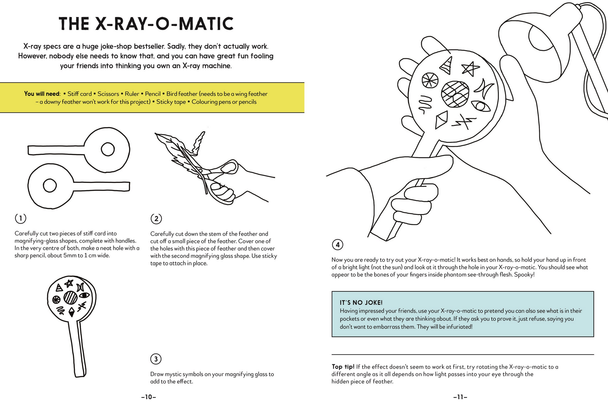 Instructions for creating a 'X-Ray-O-Matic' toy from a book or magazine.