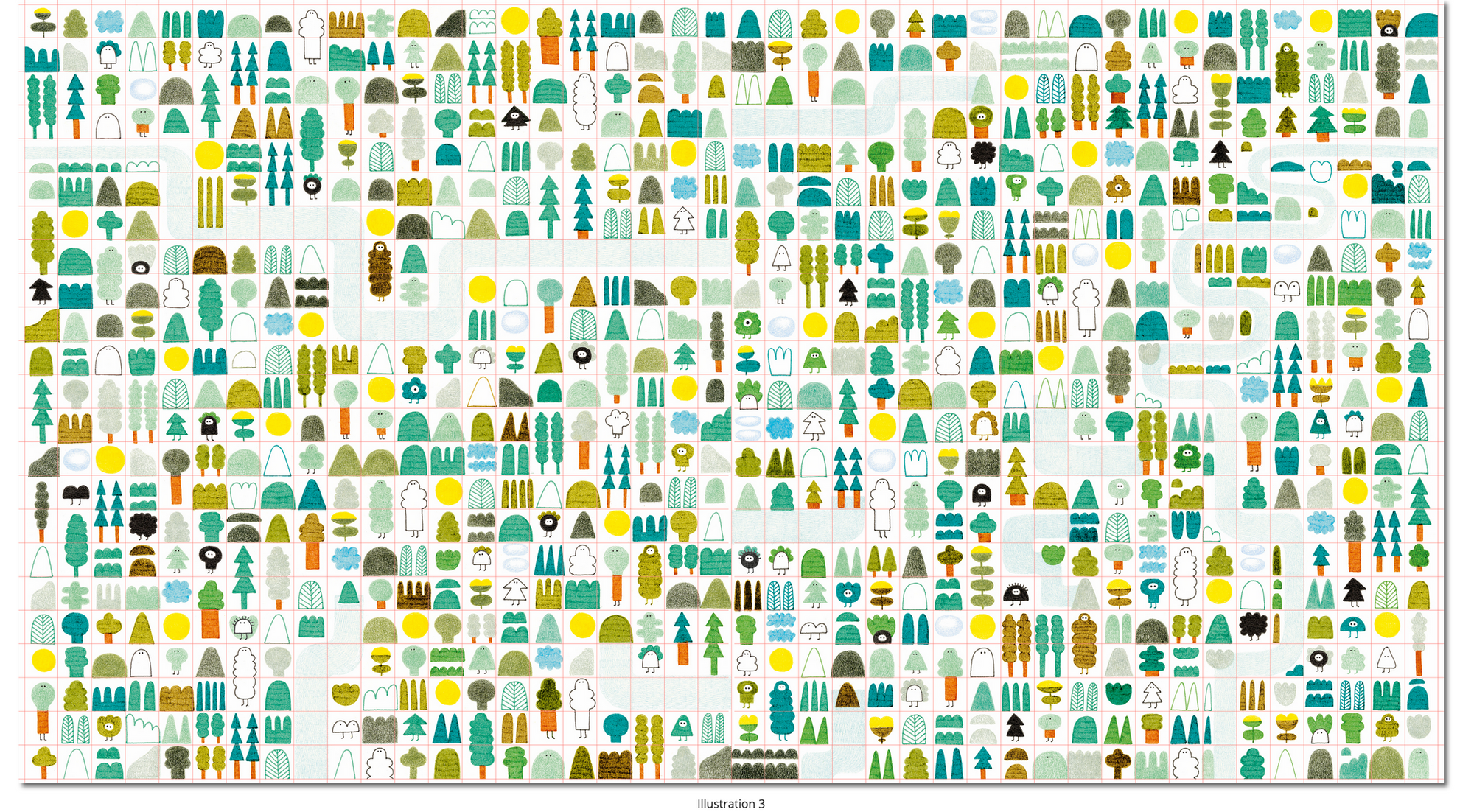 Patterned paper with small geometric shapes on a white background