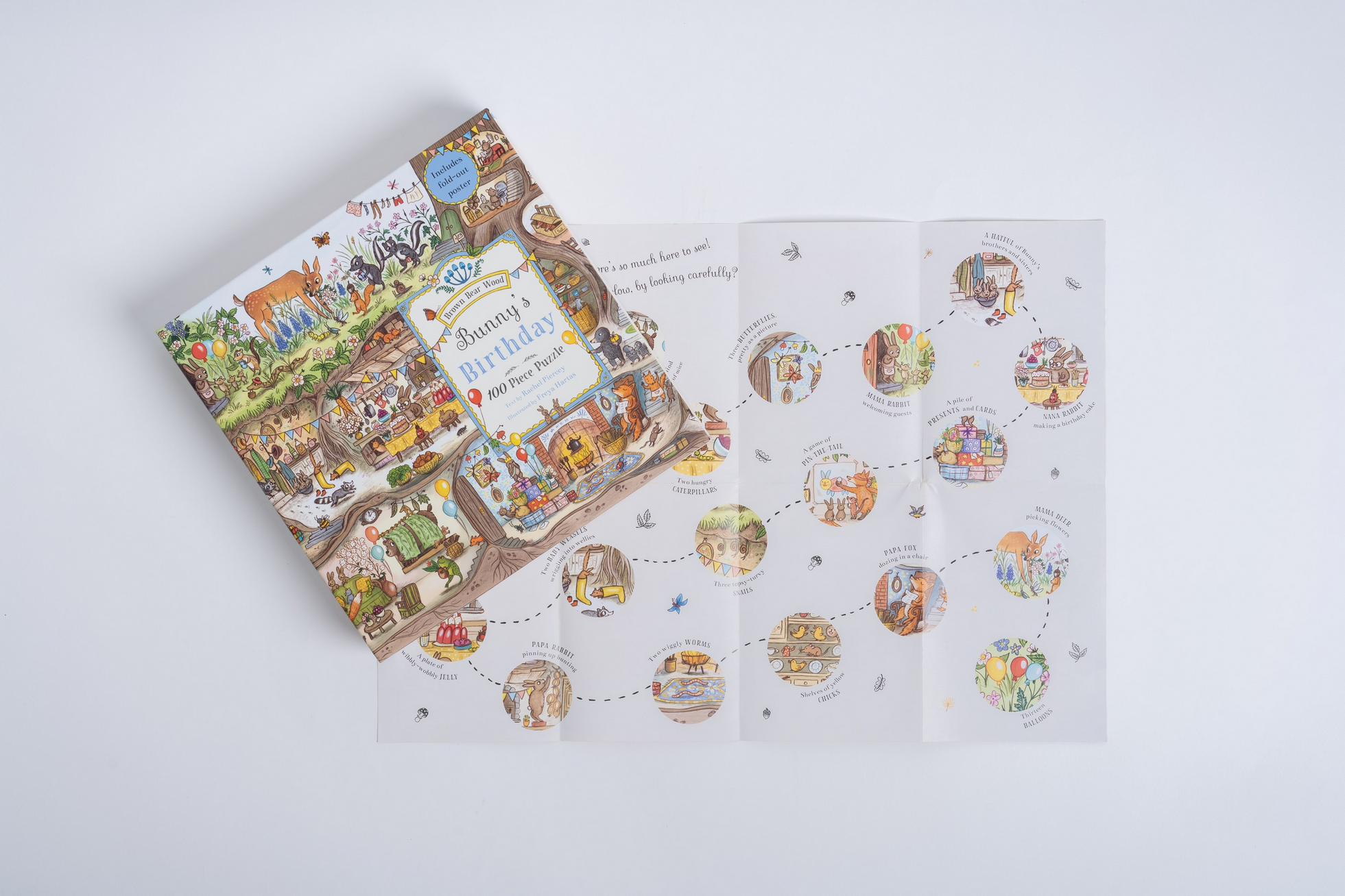 Children's book with illustrated pages on a white background