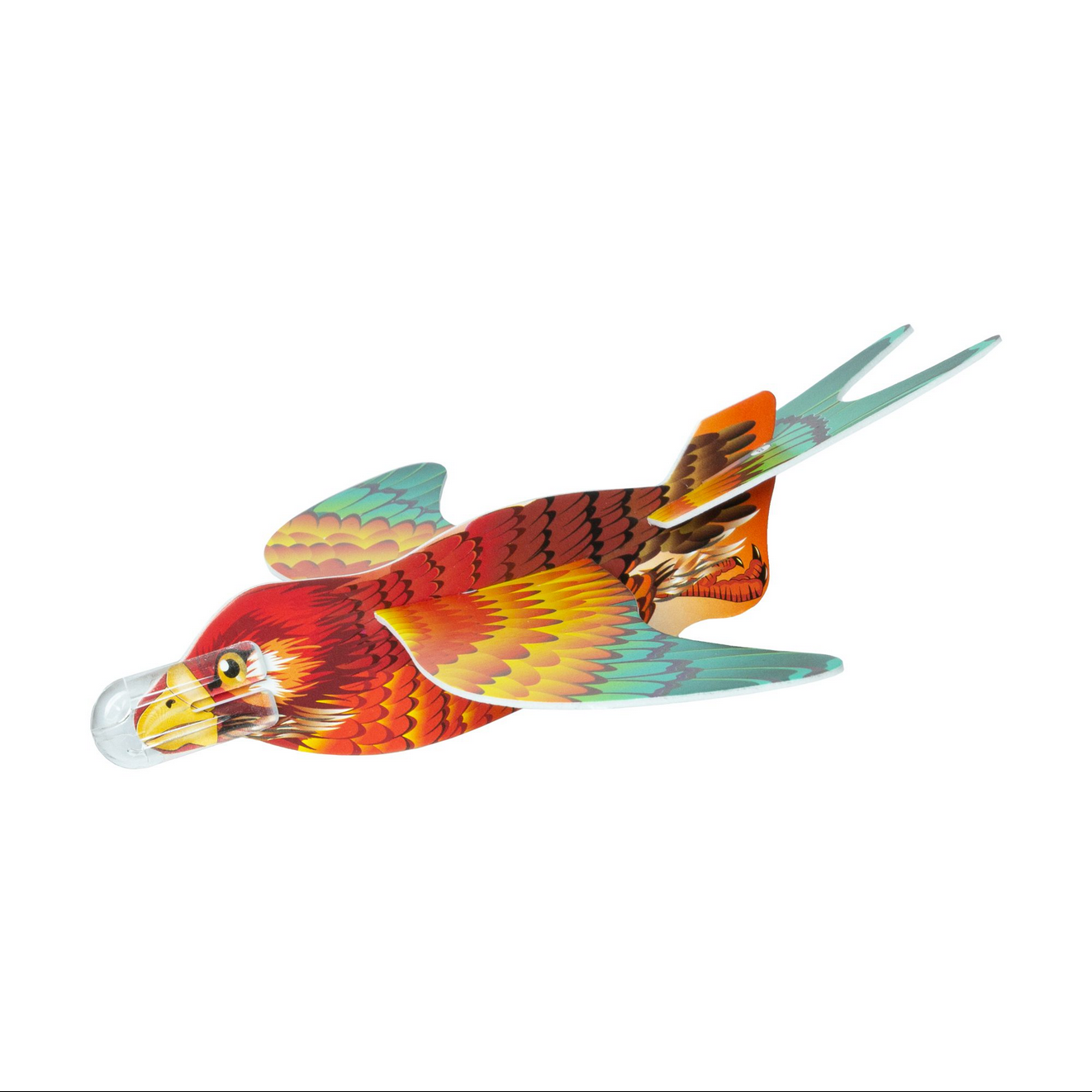 Colorful toy eagle on a white background