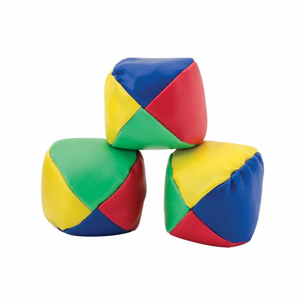Colorful geometric foam blocks on a white background