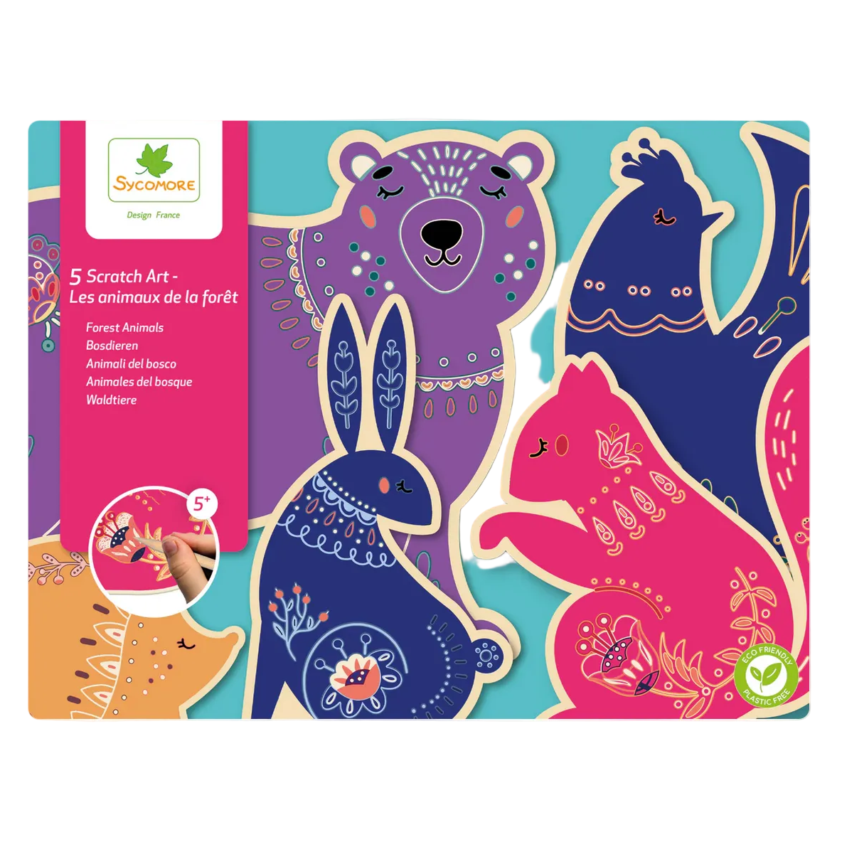Pockets - Scratch Art Wooden Animals