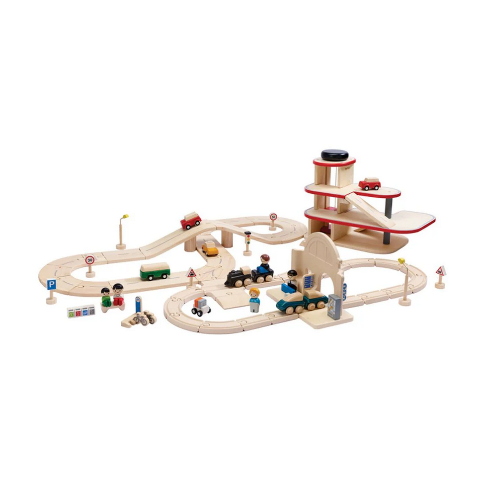 City transit rail & road playset