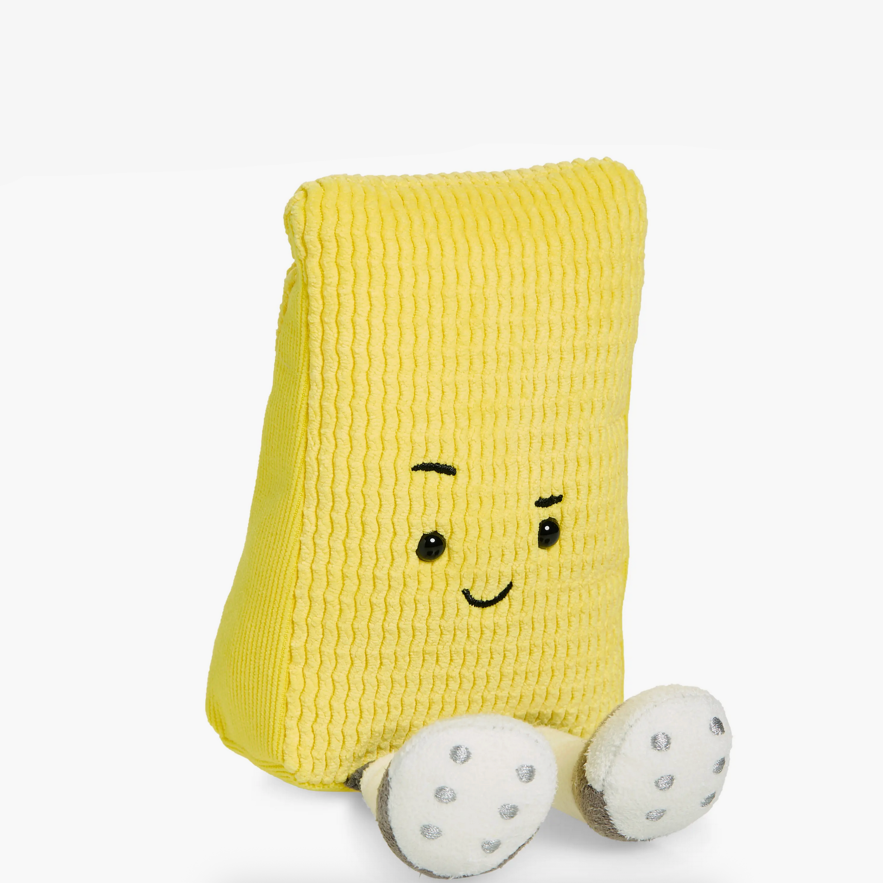 Yellow plush toy with a smiling face on a computer screen