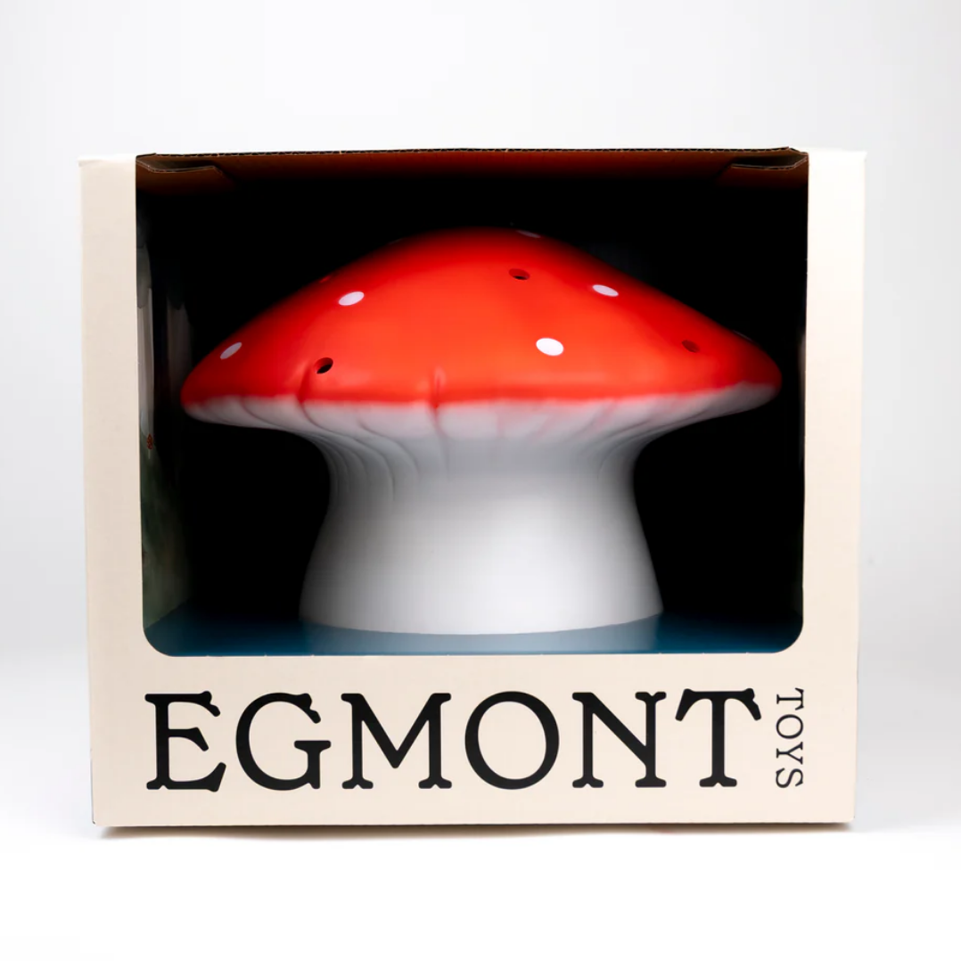 Mushroom-shaped night light in Egmont Toys packaging on a white background