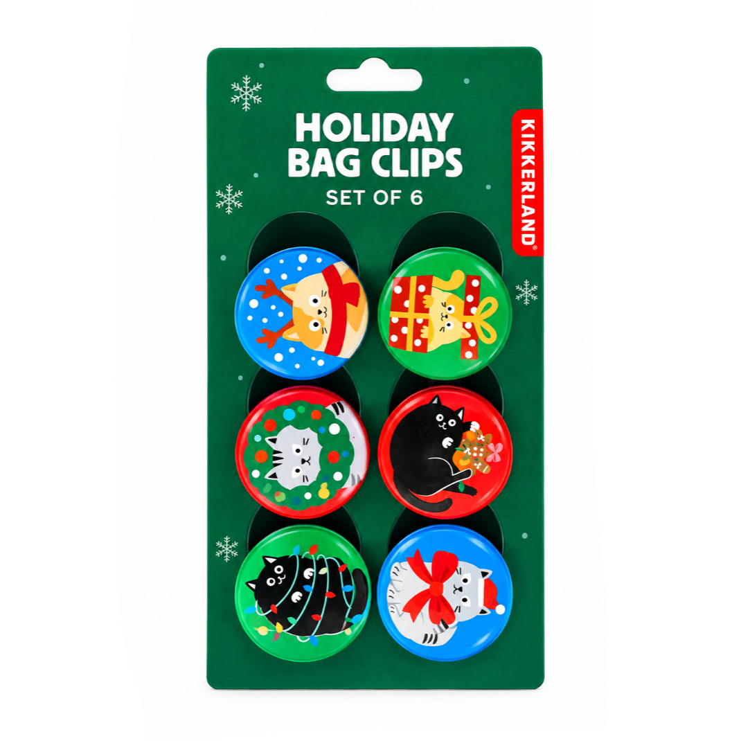 CHRISTMAS CATS BAG CLIPS (set of 6)