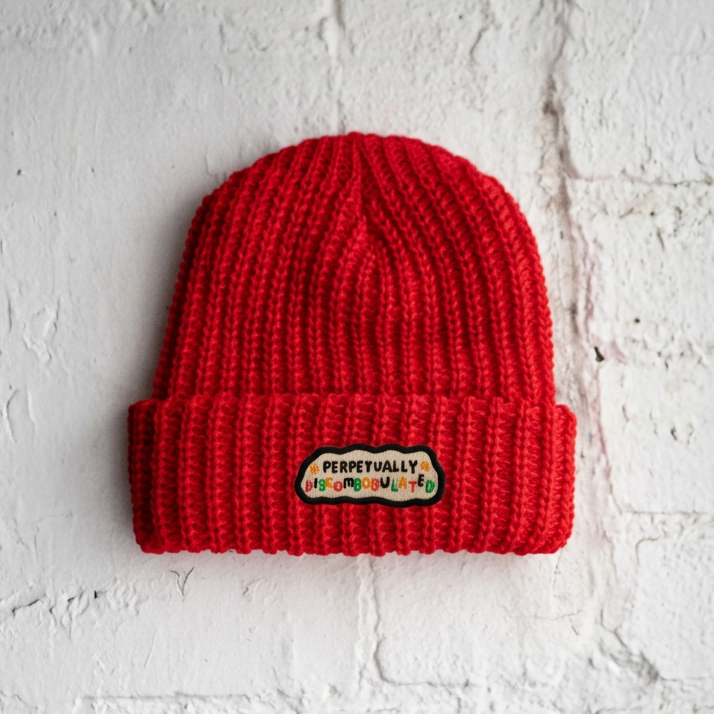 Patched Beanie  - Chunky Knit Toque