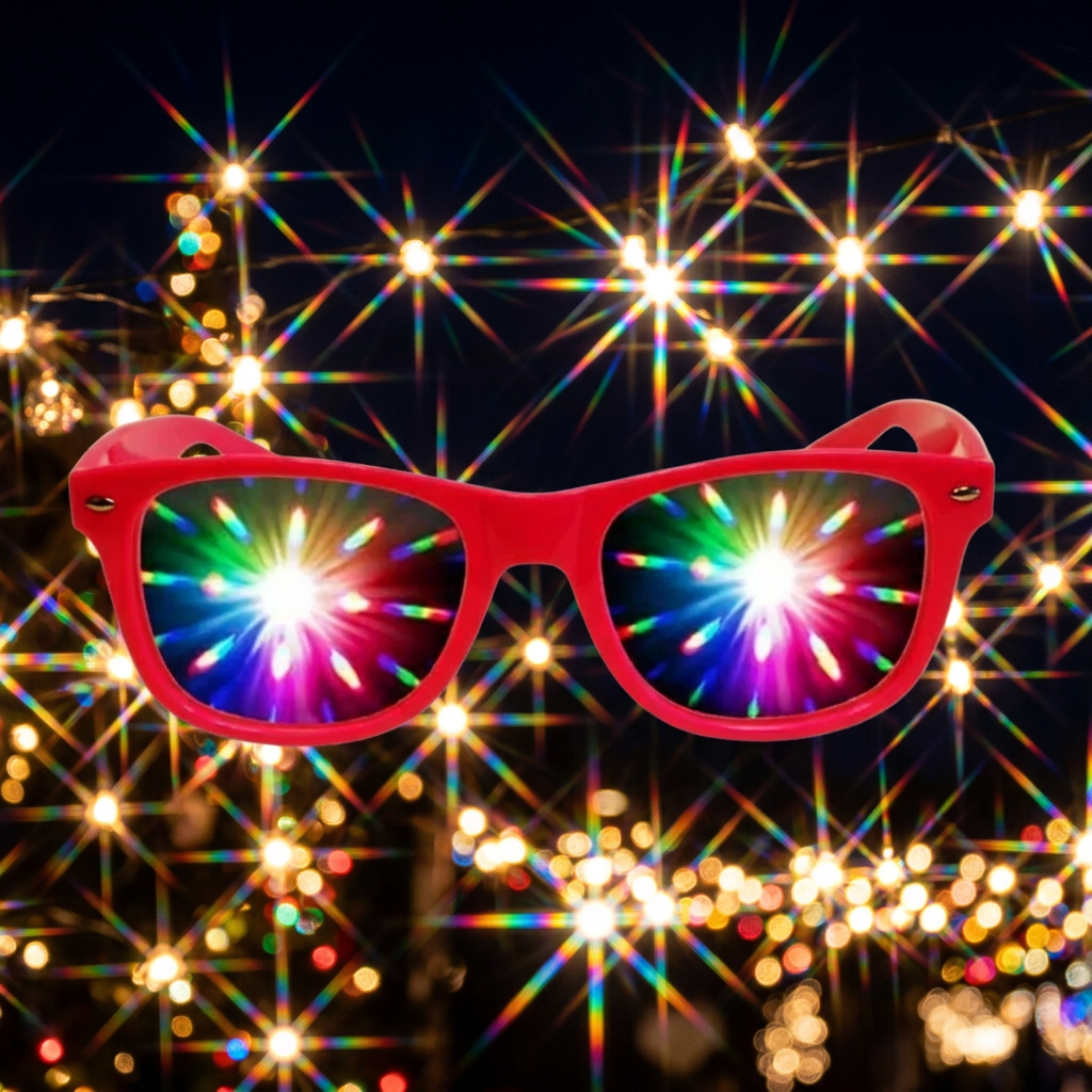 Plastic 3D Fireworks Diffraction Glasses - Pink