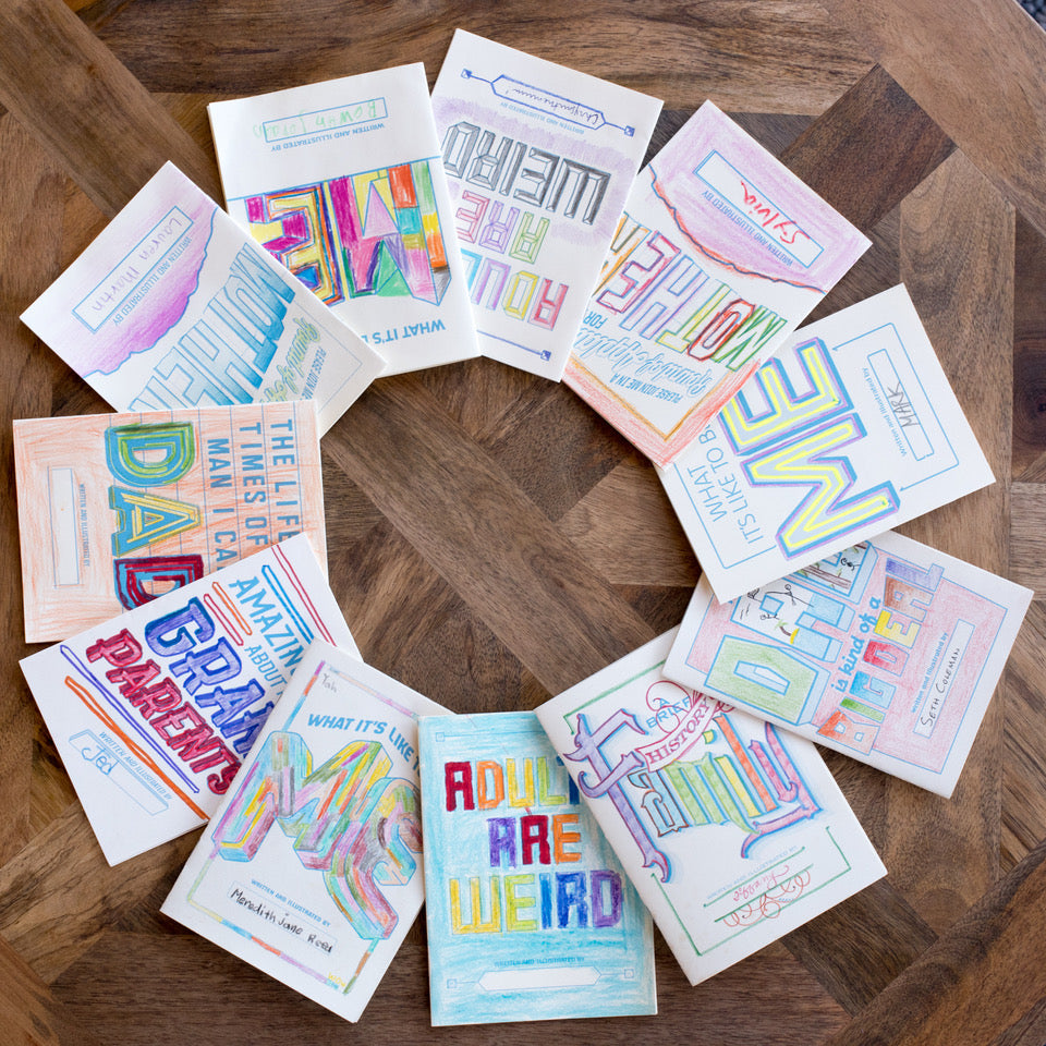 Colorful greeting cards on a wooden surface