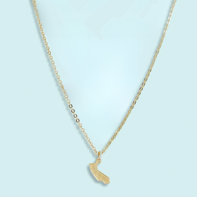 Gold California Charm Necklace