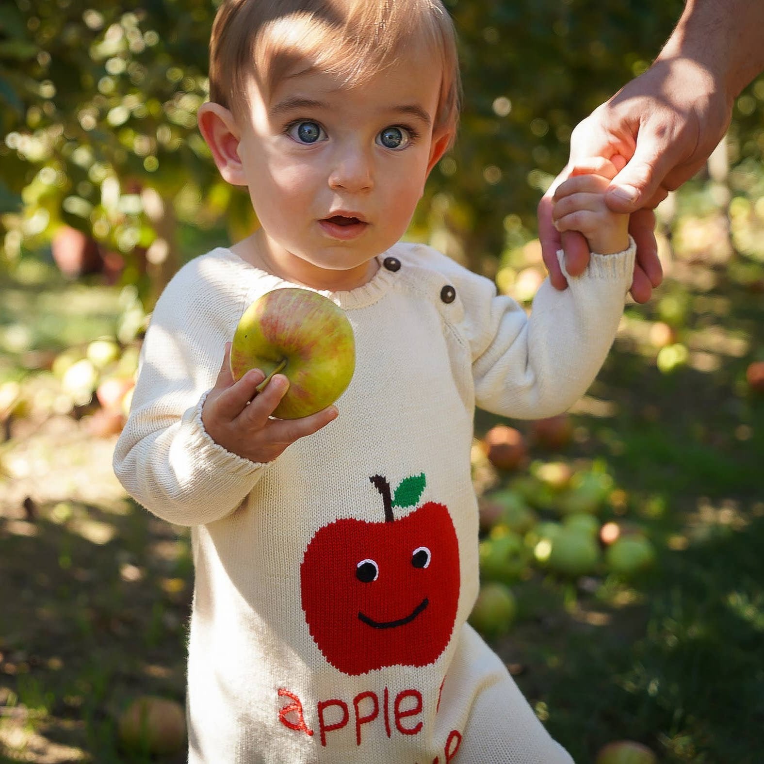 Organic Baby Romper, Long Knit-Apple of My Eye