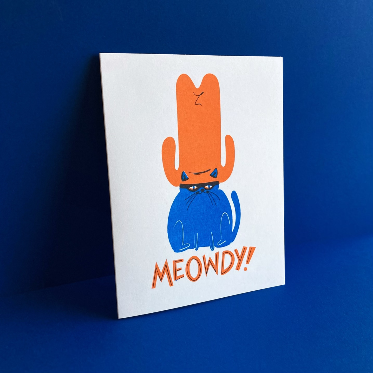 Meowdy Cat - Risograph Card