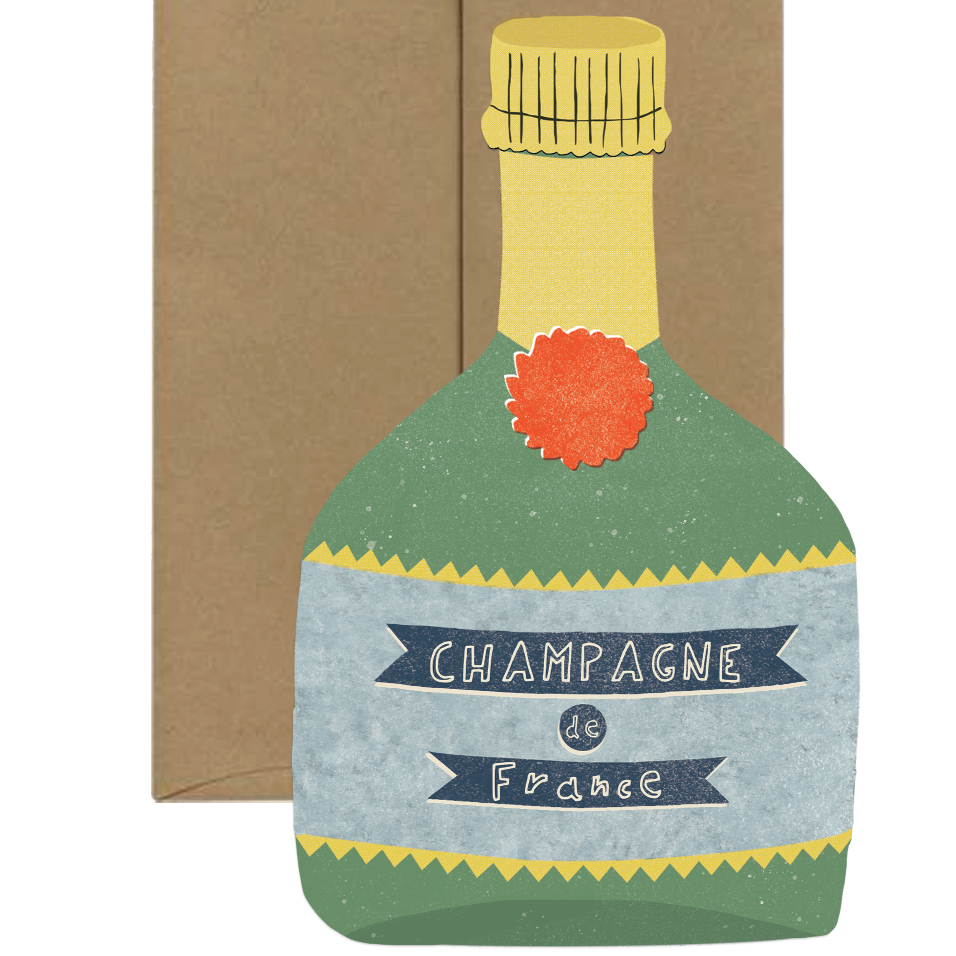 Champagne Card - French Collection Die Cut -congrats