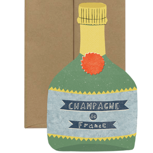 Champagne Card - French Collection Die Cut -congrats