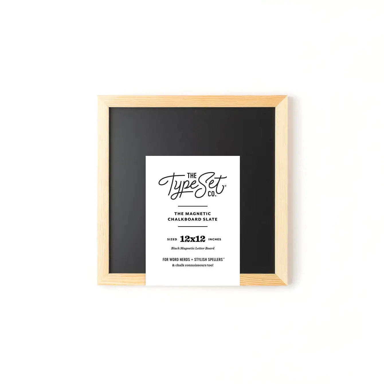 Framed magnetic chalkboard slate with branding on a white background