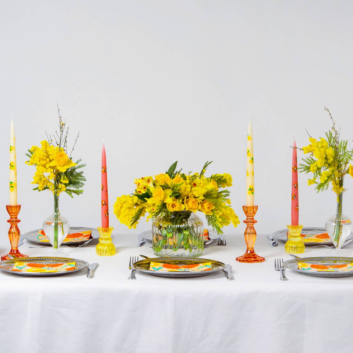 Small Yellow Glass Candle Holder