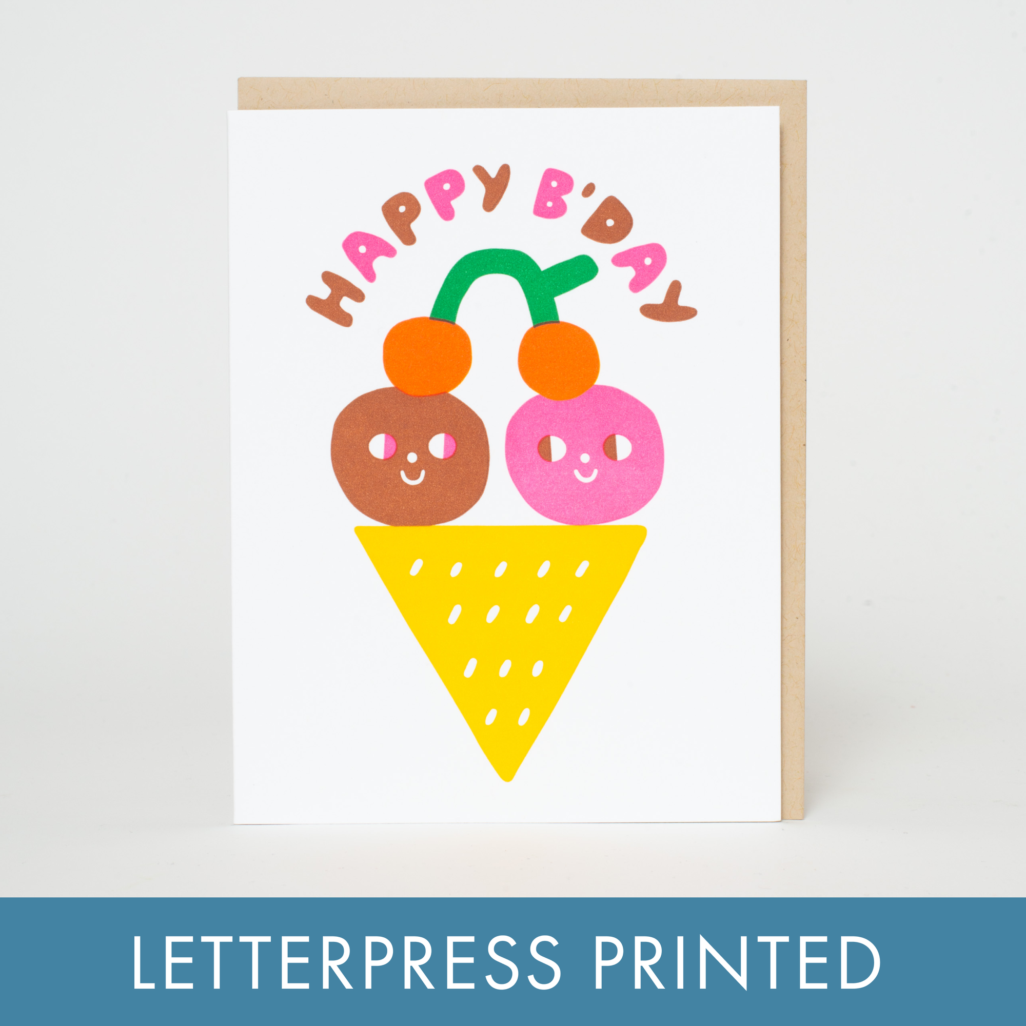 Birthday Ice Cream Wishes Letterpress Card - Suzy Ultman