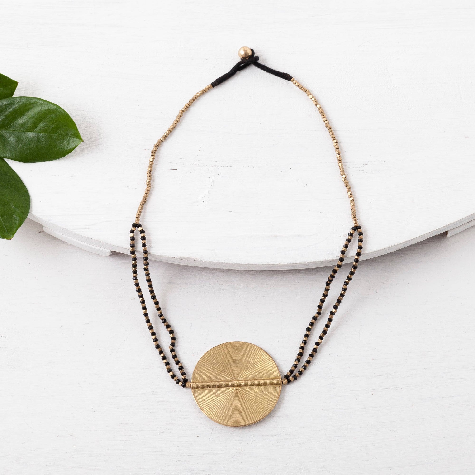 Brass Shield Necklace, Short