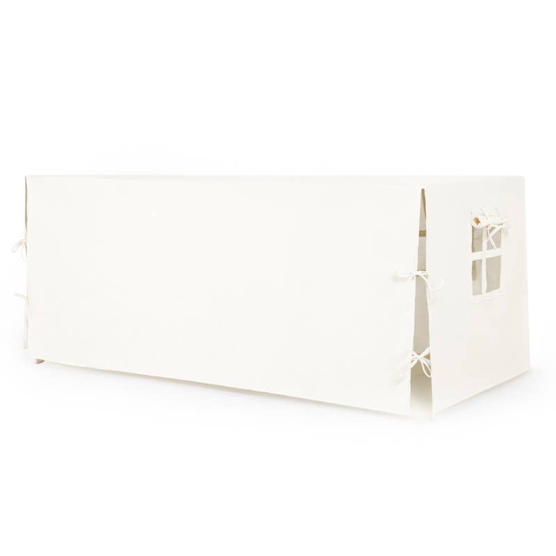 White paper bag with a small window on a white background