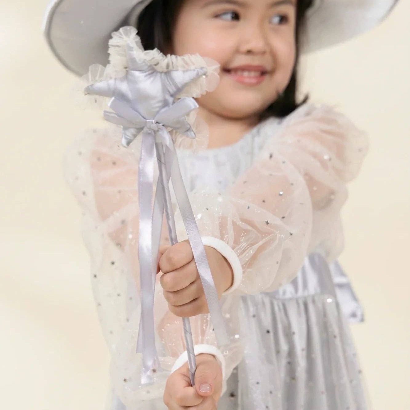 Role Play Dress-Up Silver Star  Wand with Frill