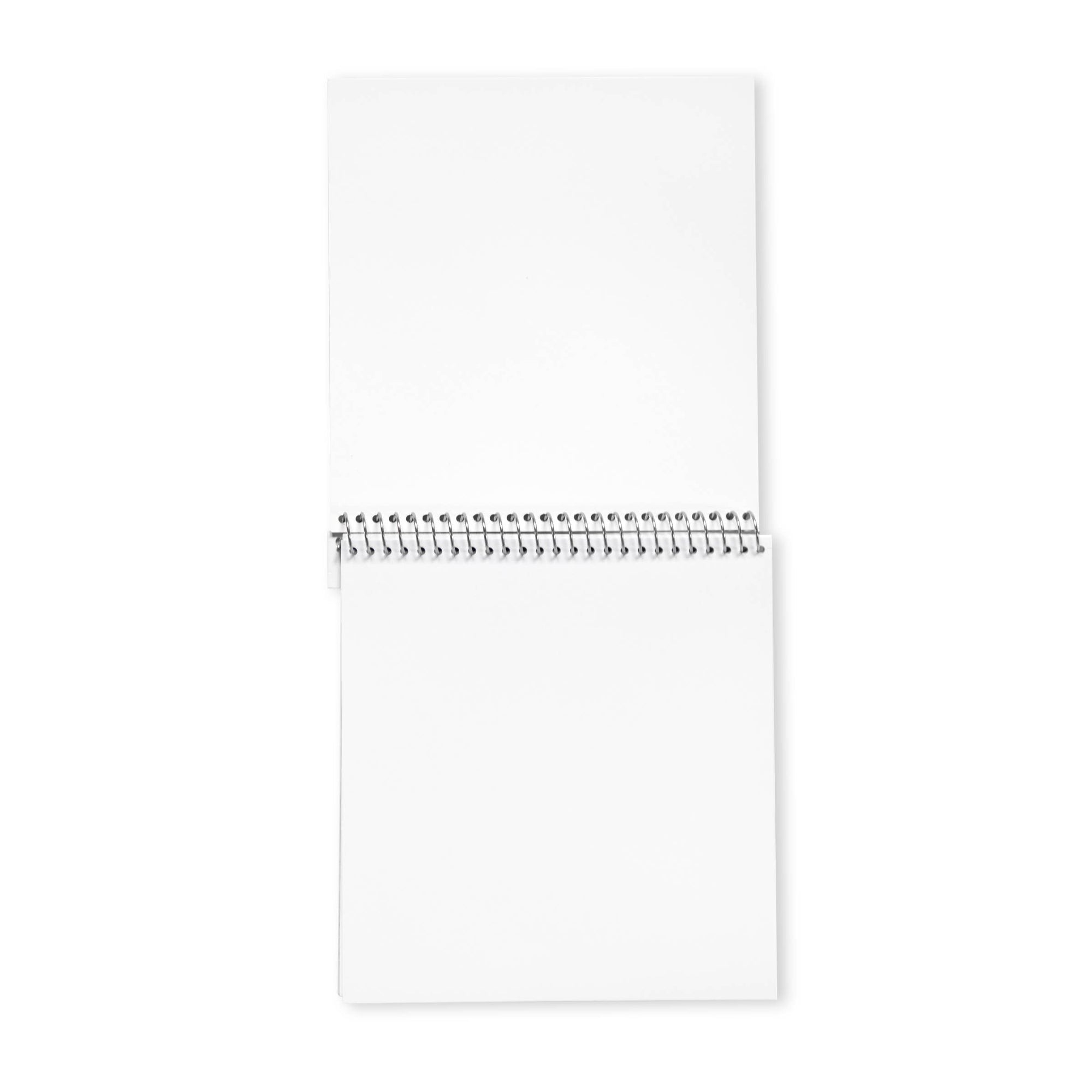 Blank spiral-bound notebook on a white background