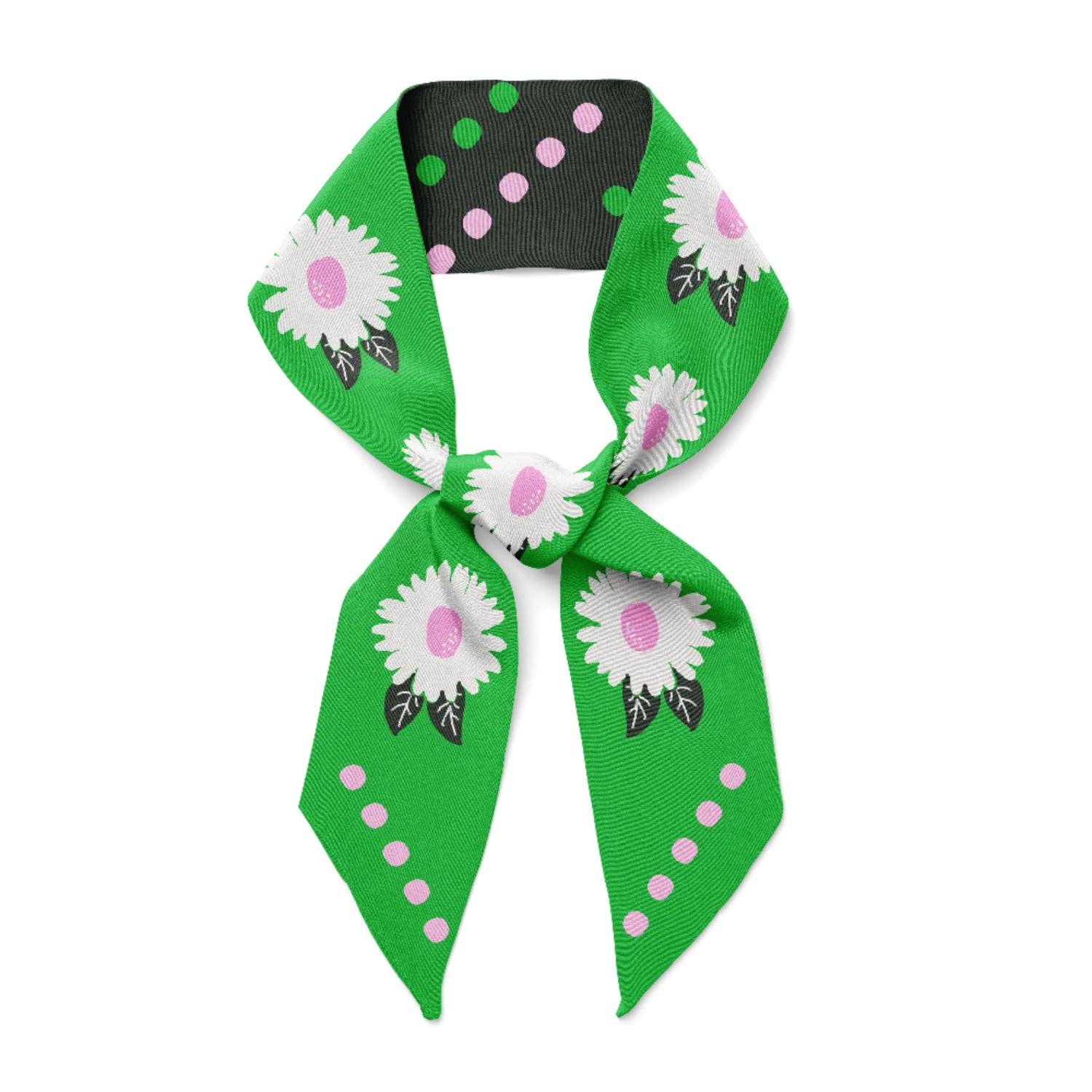 WHITE FLOWER  - Twilly Ribbon Scarf