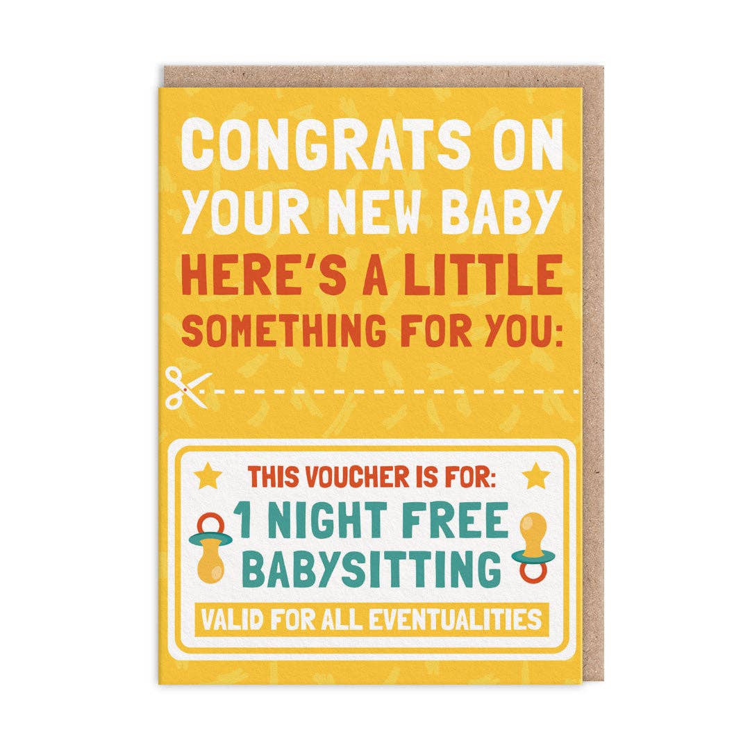 Babysitting Voucher New Baby Card -baby