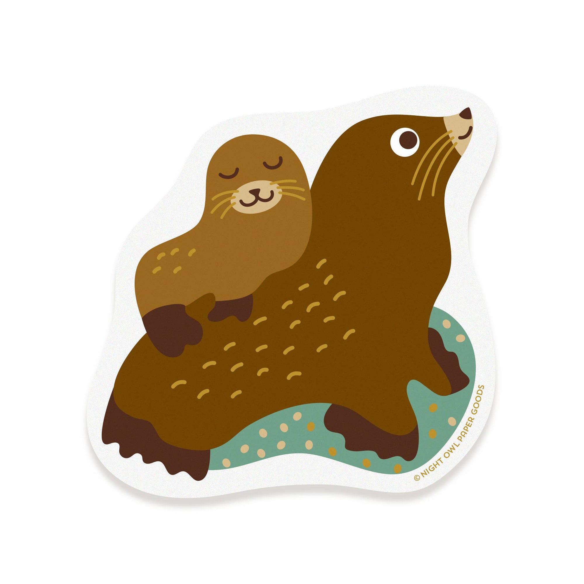 Illustration of two seals on a white background