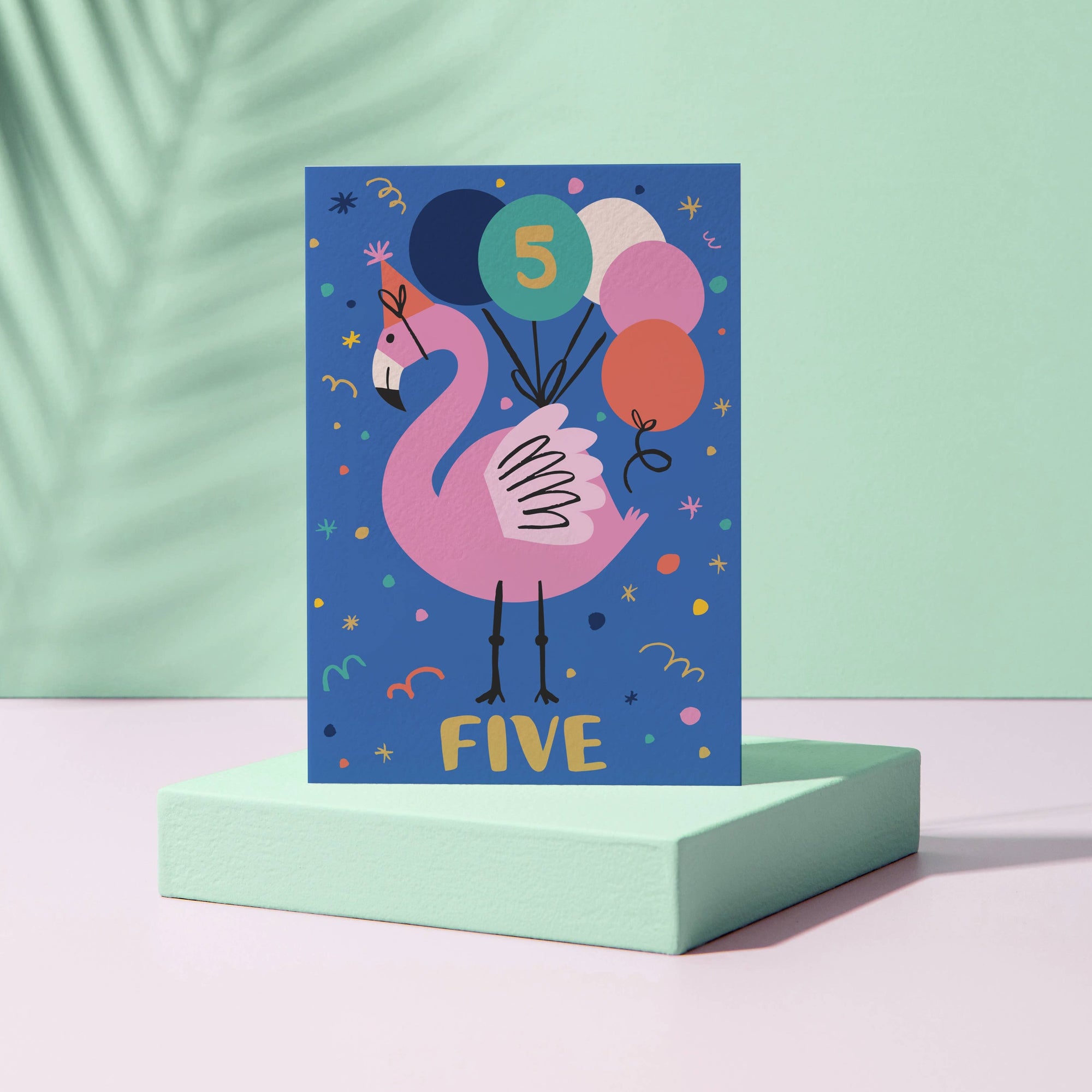 Age 5 - Flamingo card - Five