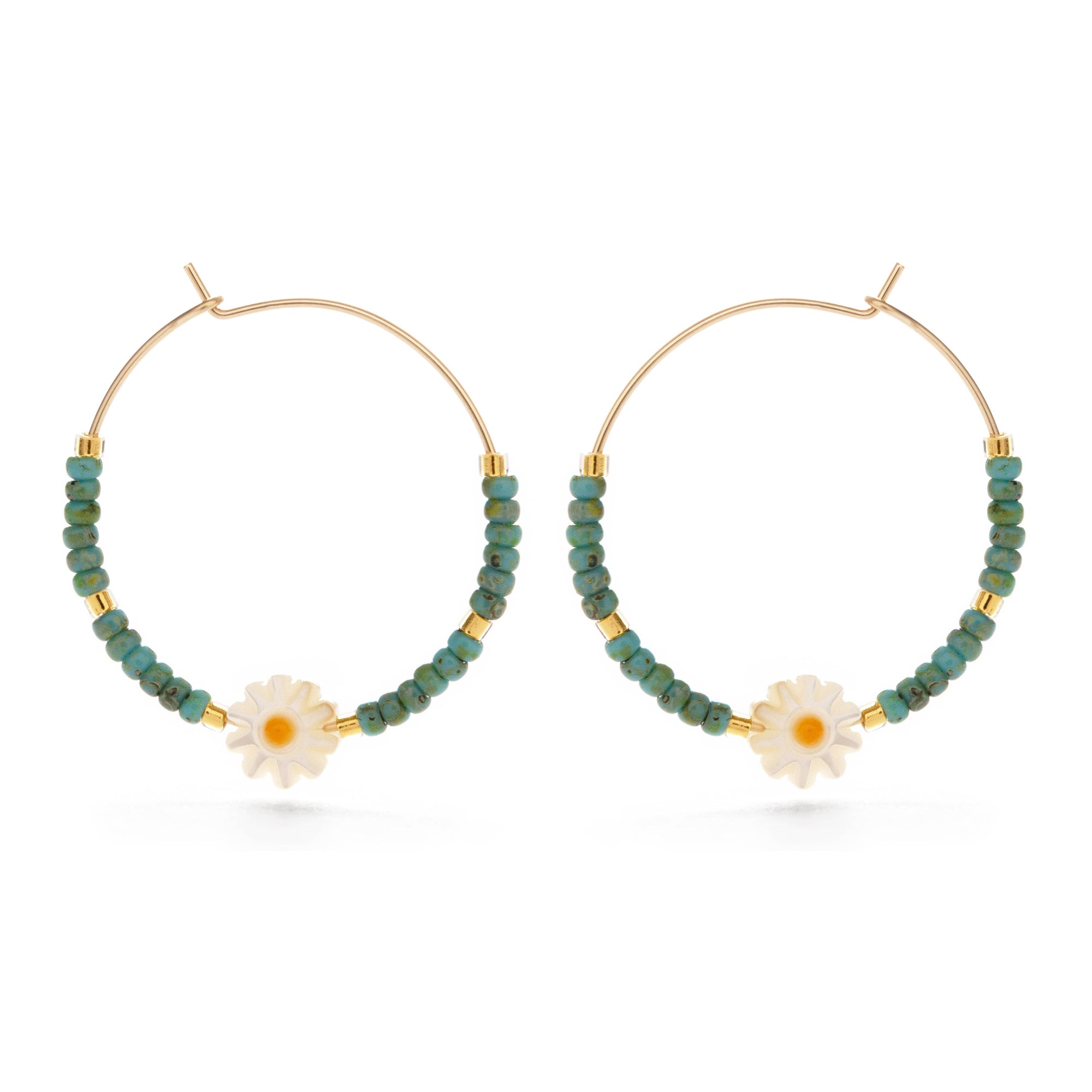 Daisy Bead Hoop Earrings